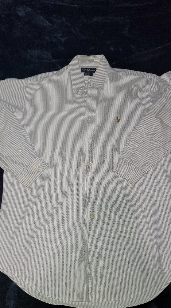 Polo Ralph Lauren Long Sleeve Striped Button Down Large Dress Shirt (blue/white)